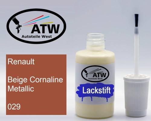 Renault, Beige Cornaline Metallic, 029: 20ml Lackstift, von ATW Autoteile West.